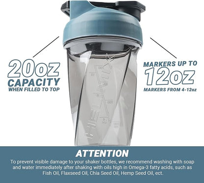 HELIMIX 1.5 Vortex Blender Shaker Bottle Holds Upto 20oz | No Blending Ball or Whisk | USA Made | Portable Pre Workout Whey Protein Drink Shaker Cup | Mixes Cocktails Smoothies Shakes | Top Rack Safe
