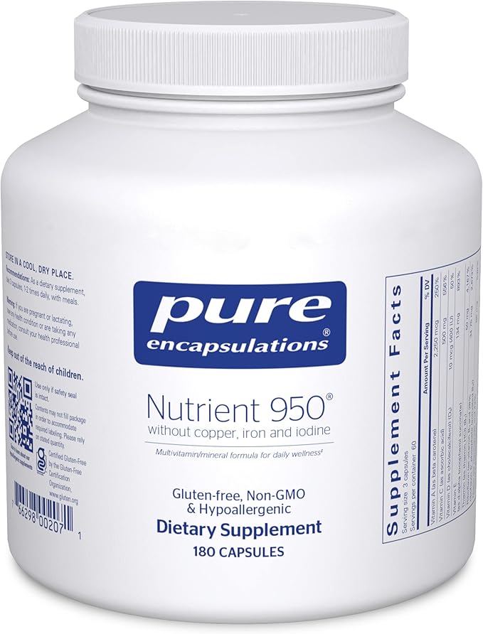 Pure Encapsulations Nutrient 950 Without Copper, Iron, & Iodine | Antioxidant Multivitamin and Mineral Supplement to Support Optimal Health and Physiological Functions* | 180 Capsules