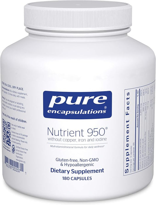 Pure Encapsulations Nutrient 950 Without Copper, Iron, & Iodine | Antioxidant Multivitamin and Mineral Supplement to Support Optimal Health and Physiological Functions* | 180 Capsules