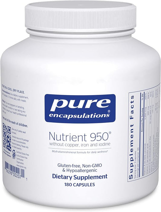 Pure Encapsulations Nutrient 950 Without Copper, Iron, & Iodine | Antioxidant Multivitamin and Mineral Supplement to Support Optimal Health and Physiological Functions* | 180 Capsules