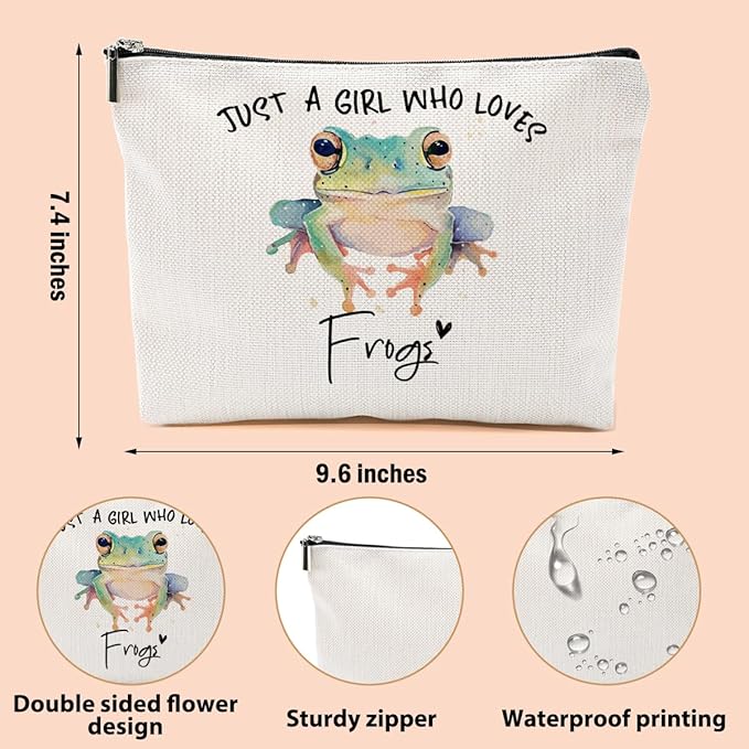 Frog Gifts for Woman Makeup Bag Frog Stuff Frogs Lovers Cosmetic Bag Travel Organizer Bags Makeup Pouch, Christmas Birthday Animal Lovers Gifts for Women Girls Friends