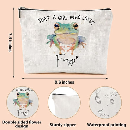 Frog Gifts for Woman Makeup Bag Frog Stuff Frogs Lovers Cosmetic Bag Travel Organizer Bags Makeup Pouch, Christmas Birthday Animal Lovers Gifts for Women Girls Friends