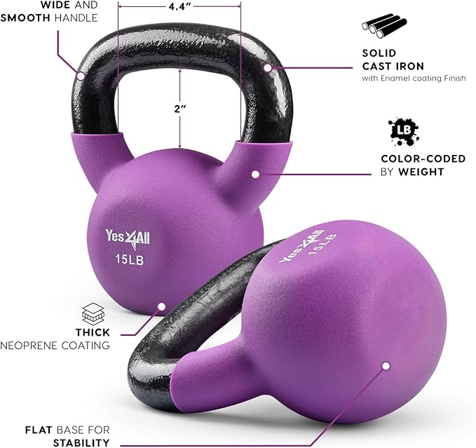 Yes4All Neoprene Coated/Adjustable Kettlebell & Kettlebell Sets -