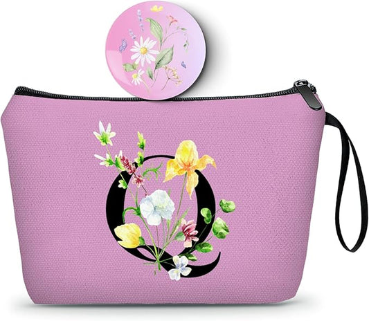 SEAMOON Birthday Thank You Appreciation Monogrammed Gifts for Mom Aunt Teacher Sister Friend Coworkers Bride Bridesmaid Makeup Cosmetic Bag with Mirror Mothers Day Christmas Graduation Q