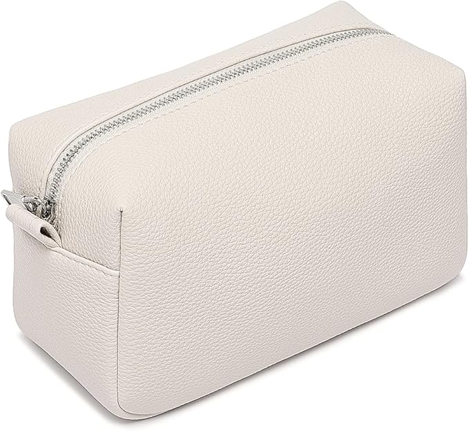 PU leather Organizer Bag Lightweight Cosmetic Bag with Ring Clasp Perfect Travel Makeup Bag for Women (French Oak/PU)