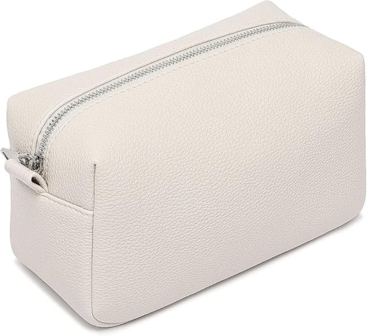 PU leather Organizer Bag Lightweight Cosmetic Bag with Ring Clasp Perfect Travel Makeup Bag for Women (French Oak/PU)