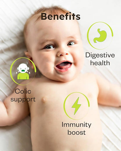 Baby Probiotics Powder (30 Sticks, 30 Days) - Support Healthy Immune & Digestive System, Supplement for Babies & Infants. Vitamin B, VitaminD, Zinc