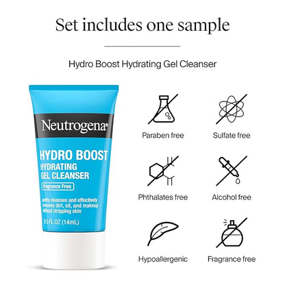 Neutrogena Hydro Boost Skincare Set, Hydro Boost Fragrance Free Gel Cream Face Moisturizer, 1.7 fl oz, & Trial Size Hydro Boost Fragrance Free Hydrating Gel Facial Cleanser, 0.5 fl oz