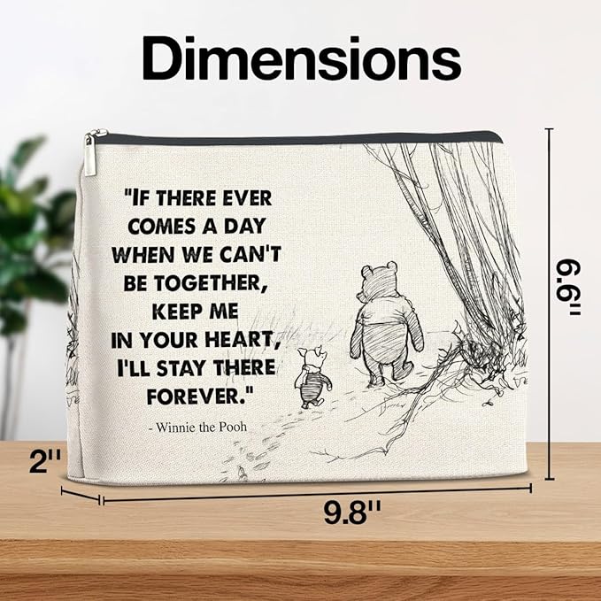 YeleY Friendship Gifts for Women Girls, Pooh Bear Gifts for Friends Besties, Classic Pooh Bear Cosmetic Makeup Bag Zipper Makeup Pouch