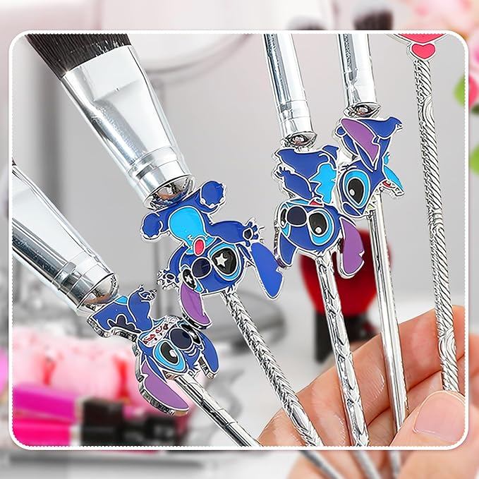 Stitch Travel Makeup Bag Large Capacity Cosmetic Bags Cartoon PU Small Skin Care Bags for Girls Women Mirror Makeup Brush