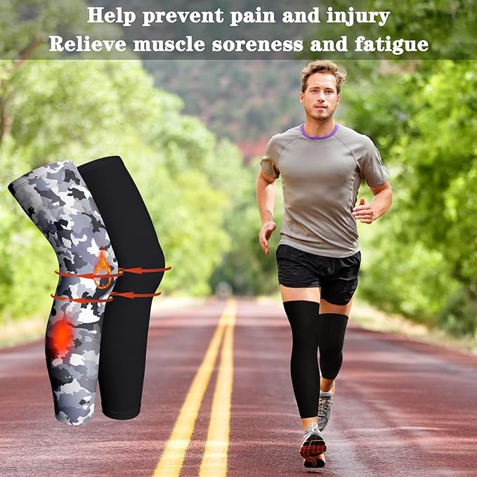 Skylety Compression Leg Sleeve Full Length Leg Sleeves Sports Cycling for Men Women, Running, Basketball