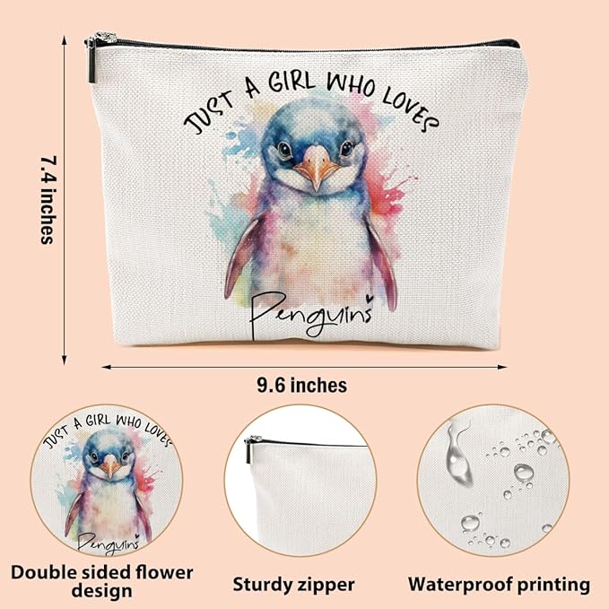 Penguin Gifts Makeup Bag, Penguin Stuff Cosmetic Bag Travel Organizer Bags Makeup Pouch, Christmas Birthday Animal Lovers Gifts for Women Girls Friends Daughter