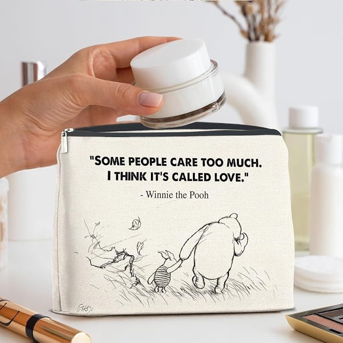 YeleY Winnie the Pooh Gifts for Women Girls Inspirational Gift Winnie the Pooh Makeup Bag for Girls Women Friends Pooh Bear Cosmetic Bag Friendship Makeup Zipper Pouch