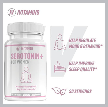 Serotonin Supplements for Women - Supports Healthy Serotonin Levels, Improves Mood, & More - Serotonin Supplement - Mood Support Supplement - Mood Support Supplements Women - 5 HTP - 1 fl oz