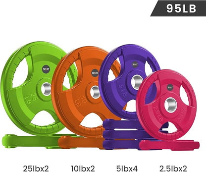 SPART 2-Inch Color Rubber Coated Olympic Grip Plate 2.5LB/5LB/10LB/25LB/35LB/45LB, Two