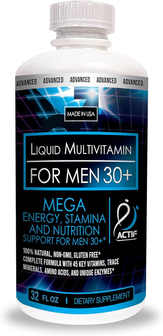 ACTIF Liquid Daily Multivitamin for Men Age 30+ with 40 Advanced Factors – Non GMO, Made in USA, 32oz, Expiration: 05/2026