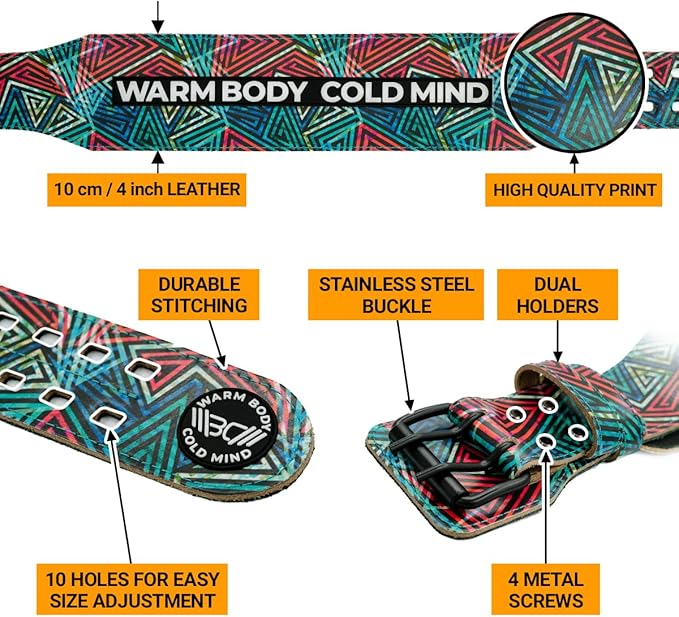 WARM BODY COLD MIND Leather Weight Lifting Belt 4" Adjustable