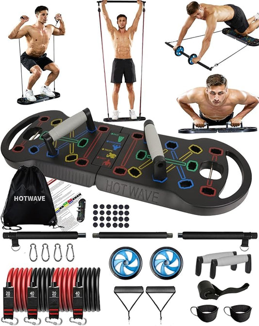 HOTWAVE Portable Exercise Equipment with 16 Gym Accessories.20 1 Push