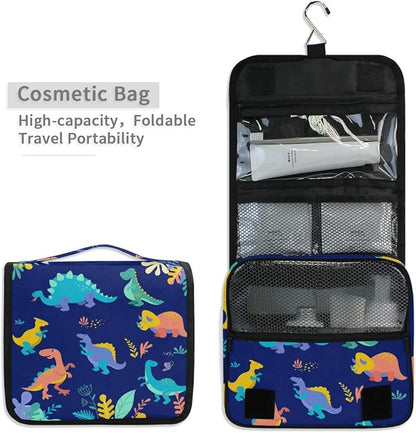 senya Hanging Travel Toiletry Bag Kit Boys Makeup Case Cosmetics Organizer for Men Women (Dinosaurs Collection)