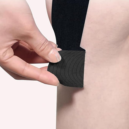 Precut Kinesiology Tape for Knees,12 Pcs – Elastic Knee Support & Stability, Pain Relief – Waterproof, Breathable, Hypoallergenic Athletic Tape (Black)