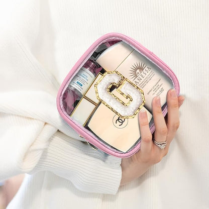 Initial Makeup Bag - Travel Cosmetic Bag, Cute Personalized Engagement & Bridesmaid Gifts (Pink)