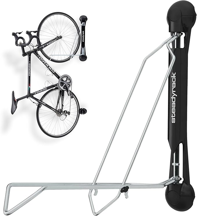 Steadyrack Bike Rack - Classic Vertical Wall Mount for Garage, East Lift Indoor Bike Storage Solution for Home, Bicycle Hangers for Garage Can Hold up to 77 lbs