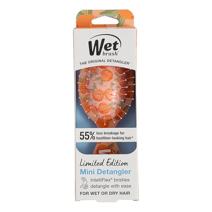 Wet Brush Mini Detangler Hair Brush, Peach (Tutti Fruitti), Detangling Travel Hairbrush, Ultra-Soft IntelliFlex Bristles Glide Through Tangles with Ease, Pain-Free, All Hair Types, Limited Edition