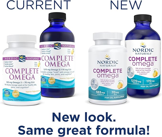 Nordic Naturals Complete Omega, Lemon Flavor - 16 oz - 1270 mg Omega-3 - EPA & DHA with Added GLA - Healthy Skin & Joints, Cognition, Positive Mood - Non-GMO - 96 Servings