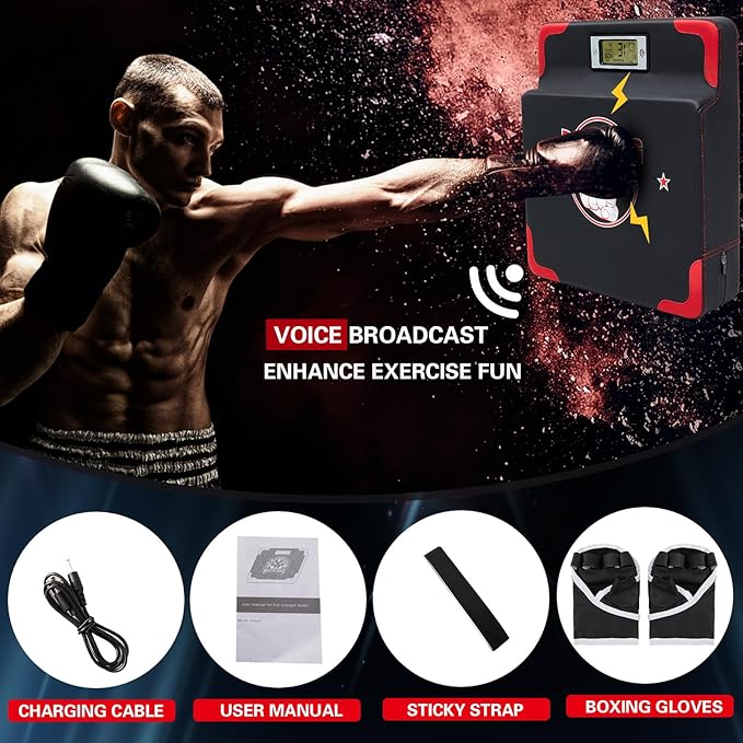 Hoteam Boxing Strength Tester Punch Force Sensor Adjustable Height Boxing Training Equipment Wall Mounted Boxing Boxer Boxing Machine Wall Punch Pad Boxing Punching Bag Machine for Adult Kid (Stylish)