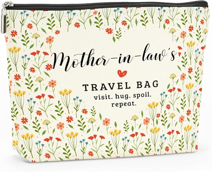 Mother in Law's Travel Bag Mothers Day Makeup Bag Mother in Law Birthday Gifts from Daughter in Law Funny Coloful Floral Cosmetic Bag for Women Mother of the Groom Chirstmas Wedding Retirement Gifts