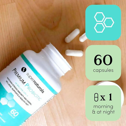 Premium Probiotics, 40 Billion CFU Probiotics for Digestive Health, Made with MAKTrek Bipass Technology, Women & Mens Probiotics for Gut Health, 60 Probiotic Capsules