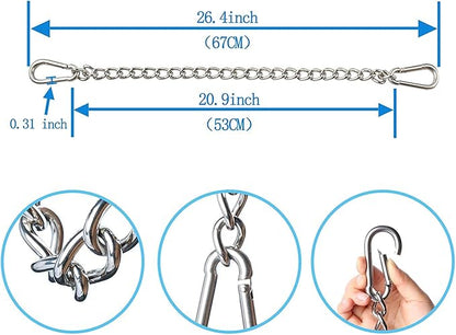LICY Swing Heavy Punching Bag Chain for Hammock Chair Aerial Yoga Indoor Outdoor Stainless Steel Kit with 2 Carabiner Hooks 600 LB
