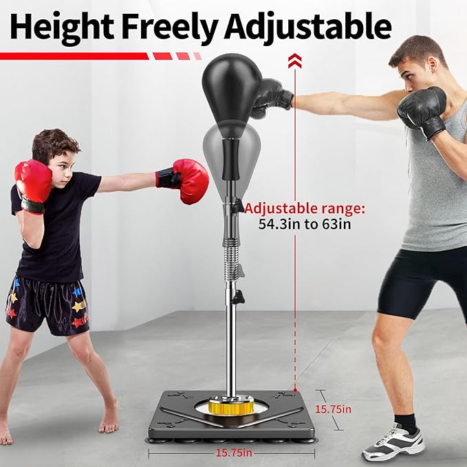 Punching Bag for Adults and Kids - Height Adjustable Suction Cup Base Boxing Bag with Stand, Boxing Equipment Fitness, Reflex Bag Speed Bag for Training