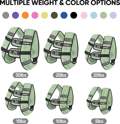 APEXUP Weighted Vest with 5lbs/10lbs/15lbs/20lbs/25lbs/30lbs Weights and Reflective Stripe, Weight Vest Men Women for Workout, Strength Training, Running