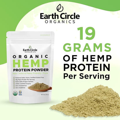 Organic Hemp Protein Powder, Lab Tested 100% Gluten Free, Plant Based & Vegan Raw Protein Powder - Perfect for Keto, Meal Replacement Shakes, Pre-workout and Post Workout (8oz, Pack of 3)