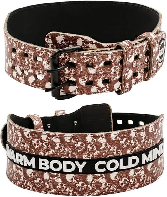 WARM BODY COLD MIND Leather Weight Lifting Belt 4" Adjustable