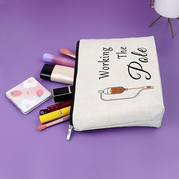 Sazuwu Nurse Practitioner Gifts for Women Funny Makeup Bag Nurse Appreciation Week Gifts Working the Pole Thank You Graduation Birthday Cosmetic Travel Bag