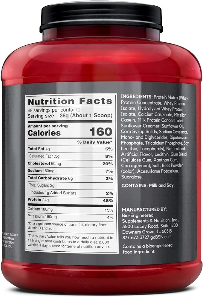 BSN SYNTHA-6 EDGE Protein Powder, with Hydrolyzed Whey, Micellar Casein, Milk Protein Isolate, Low Sugar, 24g Protein, Strawberry Milkshake, 48 Servings
