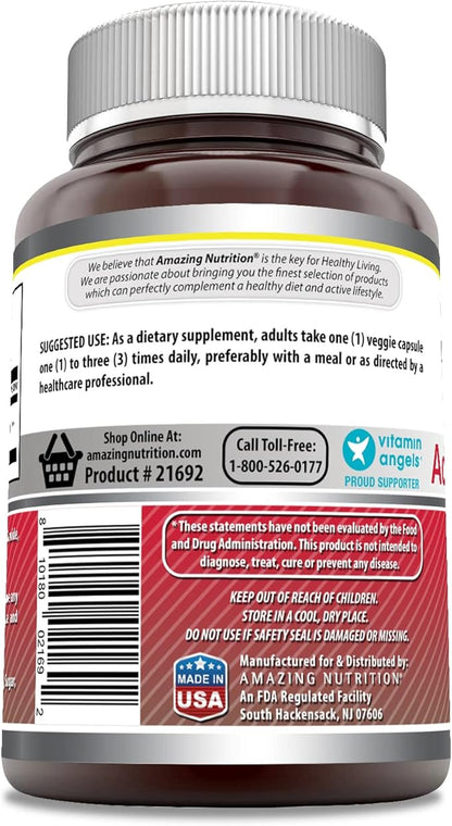 Amazing Formulas Acetyl L-Carnitine Hcl Supplement | 500 Mg Per Serving | 120 Veggie Capsules Supplement | Non-GMO | Gluten Free | Made in USA