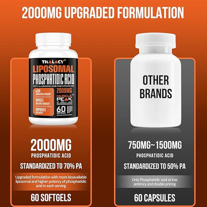 2000mg Liposomal Phosphatidic Acid (PA) | Muscle Builder, High Absorption Muscle Building Supplements for Men & Women | Muscle Gainer, mTOR Protein Synthesis & Lean Body Mass, Strength,120 Capsules