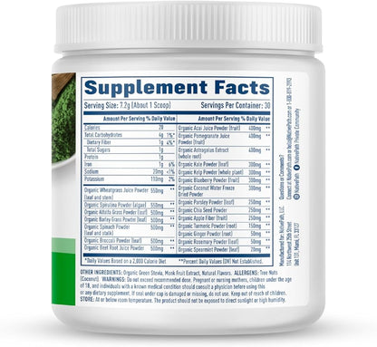 NativePath Native Greens Superfood Powder - Daily Super Greens Powder with Organic Greens and Superfoods to Support Detox, Thyroid, and Gut Health for Energy and Positive Body Changes, 30 Servings