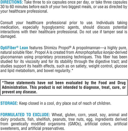 XYMOGEN OptiFiber Lean Fiber Supplement - Daily Fiber Capsules for Digestive Health + Cholesterol Metabolism Support - Gut Cleanse (180 Fiber Capsules)