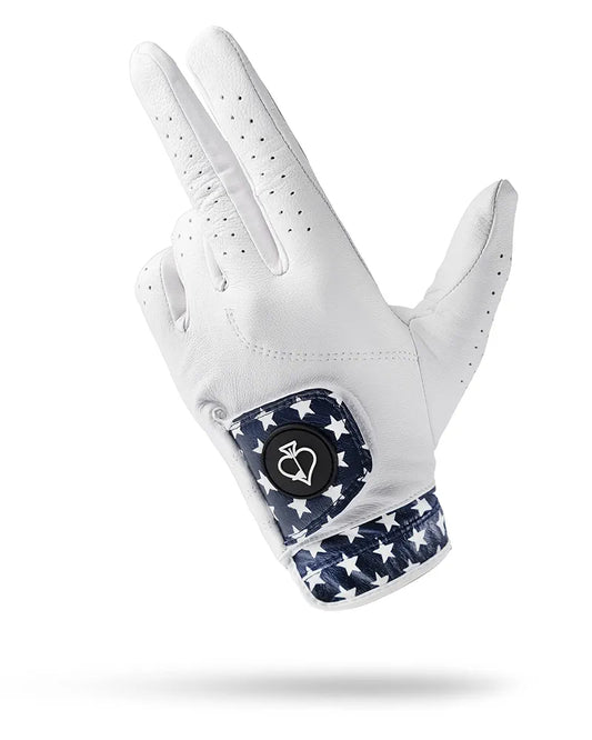 Pins & Aces - Stars Golf Glove Design - Premium AAA Cabretta Leather, Long-Lasting Durable Tour Glove for Men or Women - Premium Leather Golf Glove Left & Right Hand