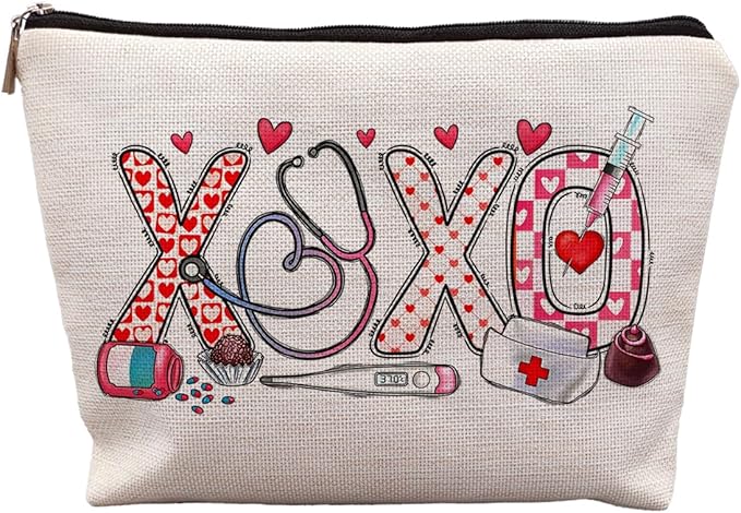 Pink XOXO Nurse Makeup Cosmetic Bags - Gifts for Nurses