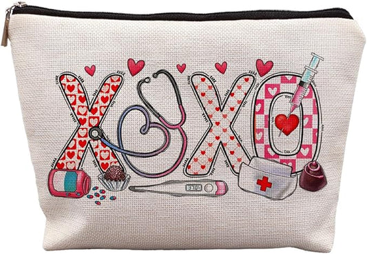 Pink XOXO Nurse Makeup Cosmetic Bags - Gifts for Nurses