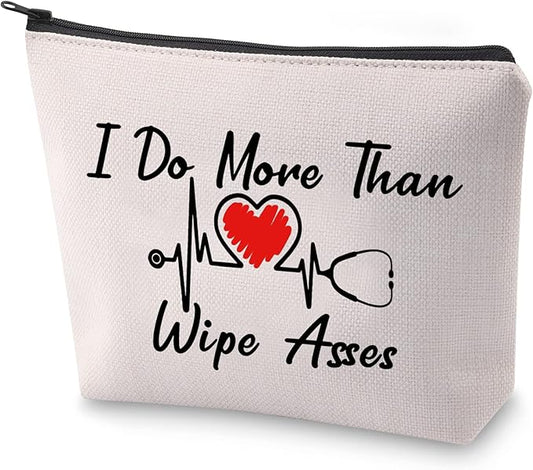 BLUPARK CNA Makeup Bag Certified Nursing Assistant Gifts I Do More Than Wipe Asses Cosmetic Bag for CAN Nurse (Wipe Asses)