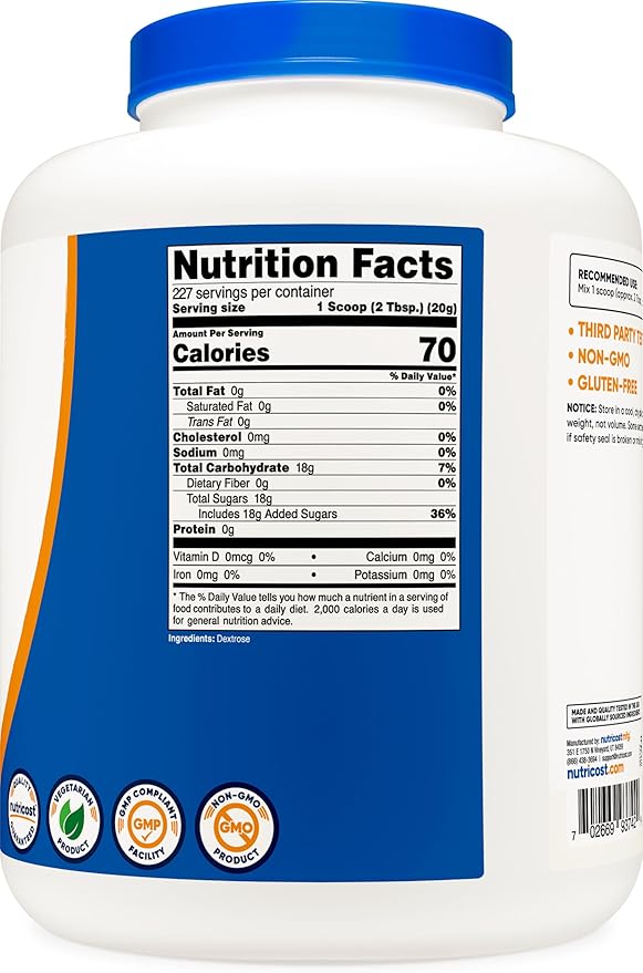 Nutricost Dextrose Powder 10 LBS - Non-GMO, Gluten Free