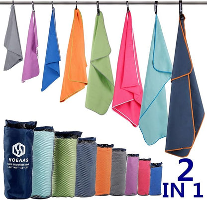HOEAAS 2 Pack Microfiber Camping Towels