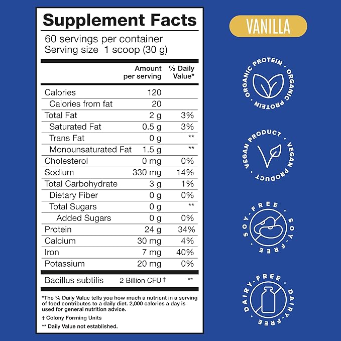 BIRDMAN Falcon Vegan Protein Powder Organic, Stevia & Sugar Free, Plant Based Protein, Low Carb, Dairy Free, Keto, Non Whey Protein, Probiotic, Pea Protein | Vanilla Flavor - 60 Servings - 3.9 lb