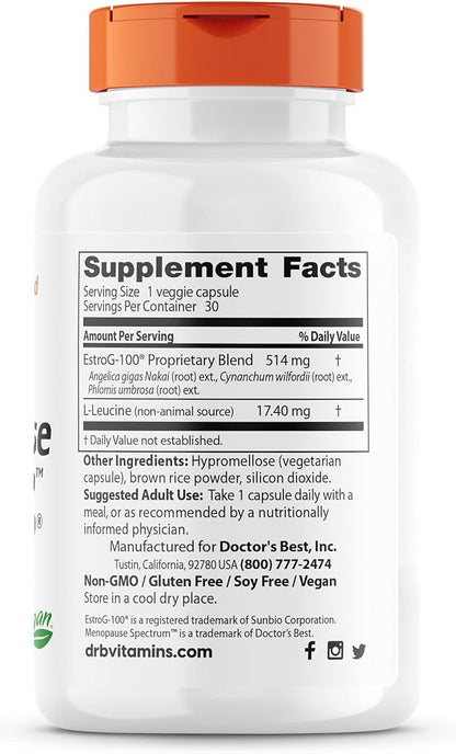 Doctor's Best Menopause Spectrum with EstroG-100, Non-GMO, Vegan, Gluten Free, Soy Free, Veggie Caps, 30 Count